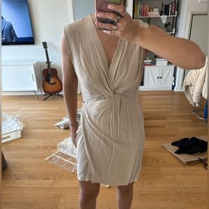 All Saints Beige Twist Tie Silk Dress Size 6